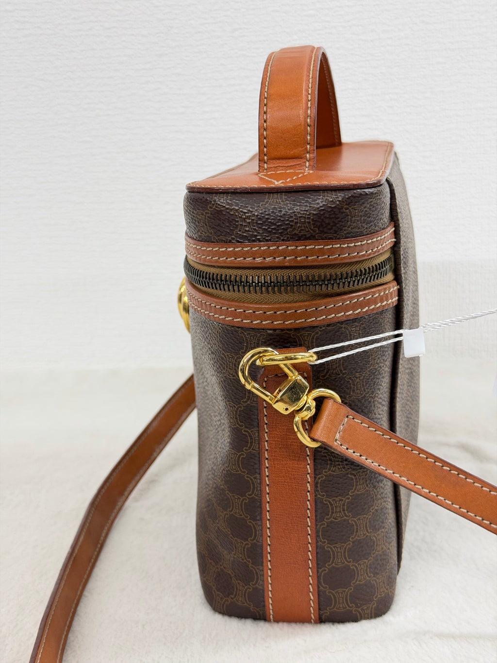 Celine Brown Macadam Gold Ring Cosmetic Bag