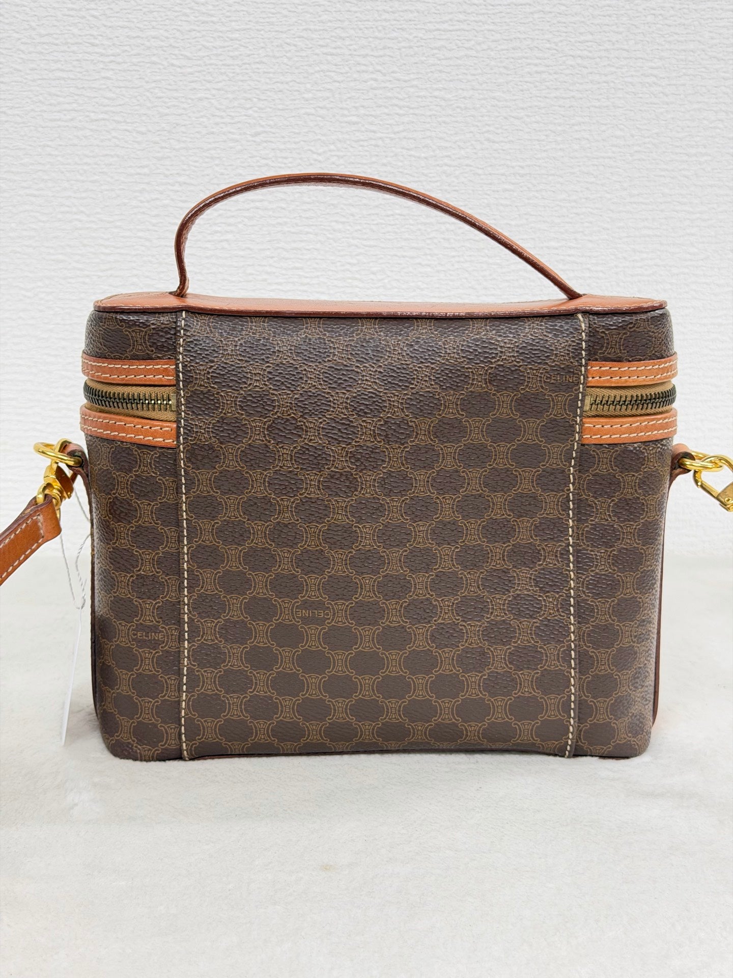 Celine Brown Macadam Gold Ring Cosmetic Bag