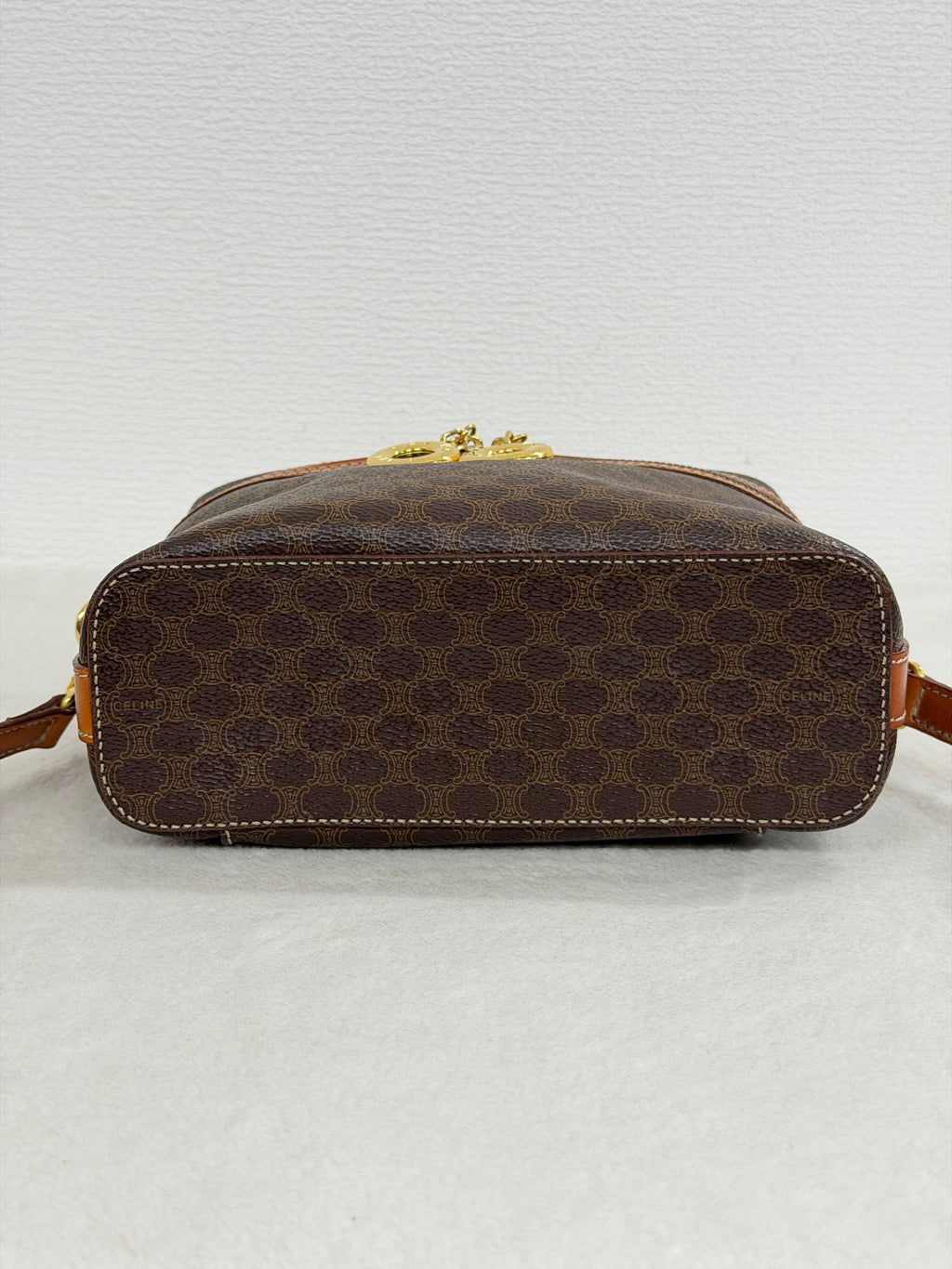 Celine Brown Macadam Gold Ring Cosmetic Bag
