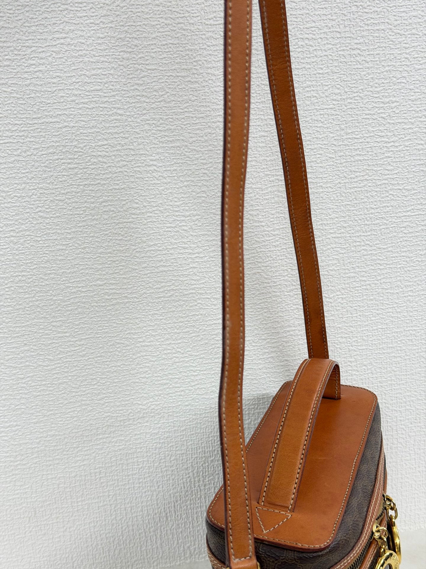 Celine Brown Macadam Gold Ring Cosmetic Bag