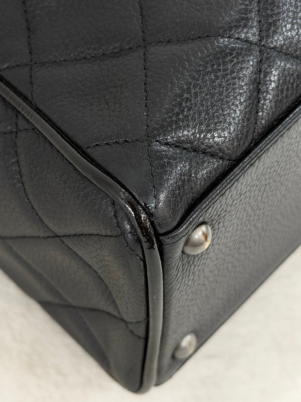 Chanel Caviar Quilted Logo Boston Bag