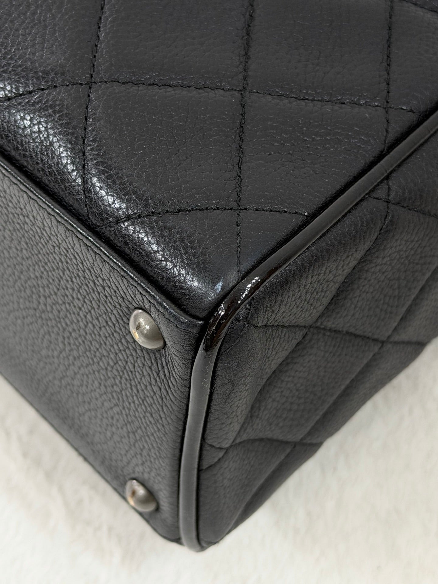 Chanel Caviar Quilted Logo Boston Bag
