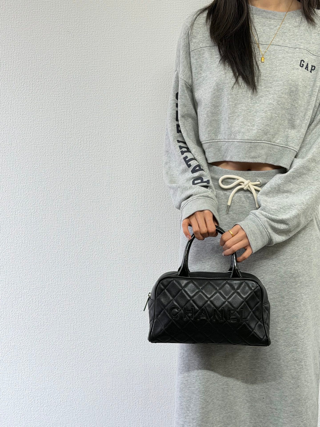 Chanel Caviar Quilted Logo Boston Bag