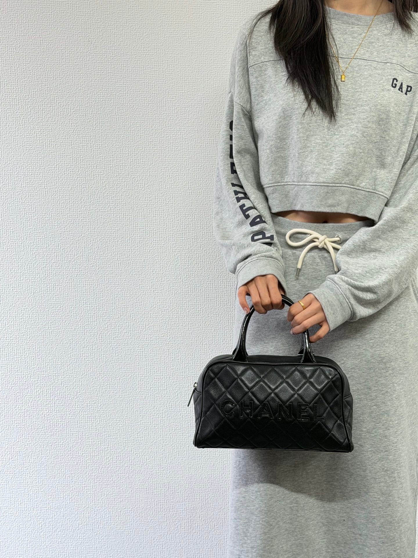 Chanel Caviar Quilted Logo Boston Bag
