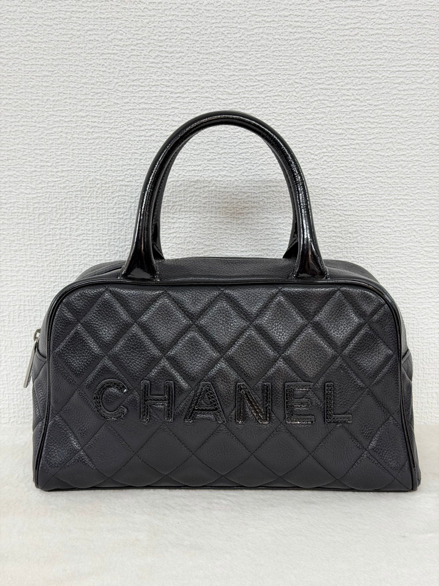 Chanel Caviar Quilted Logo Boston Bag