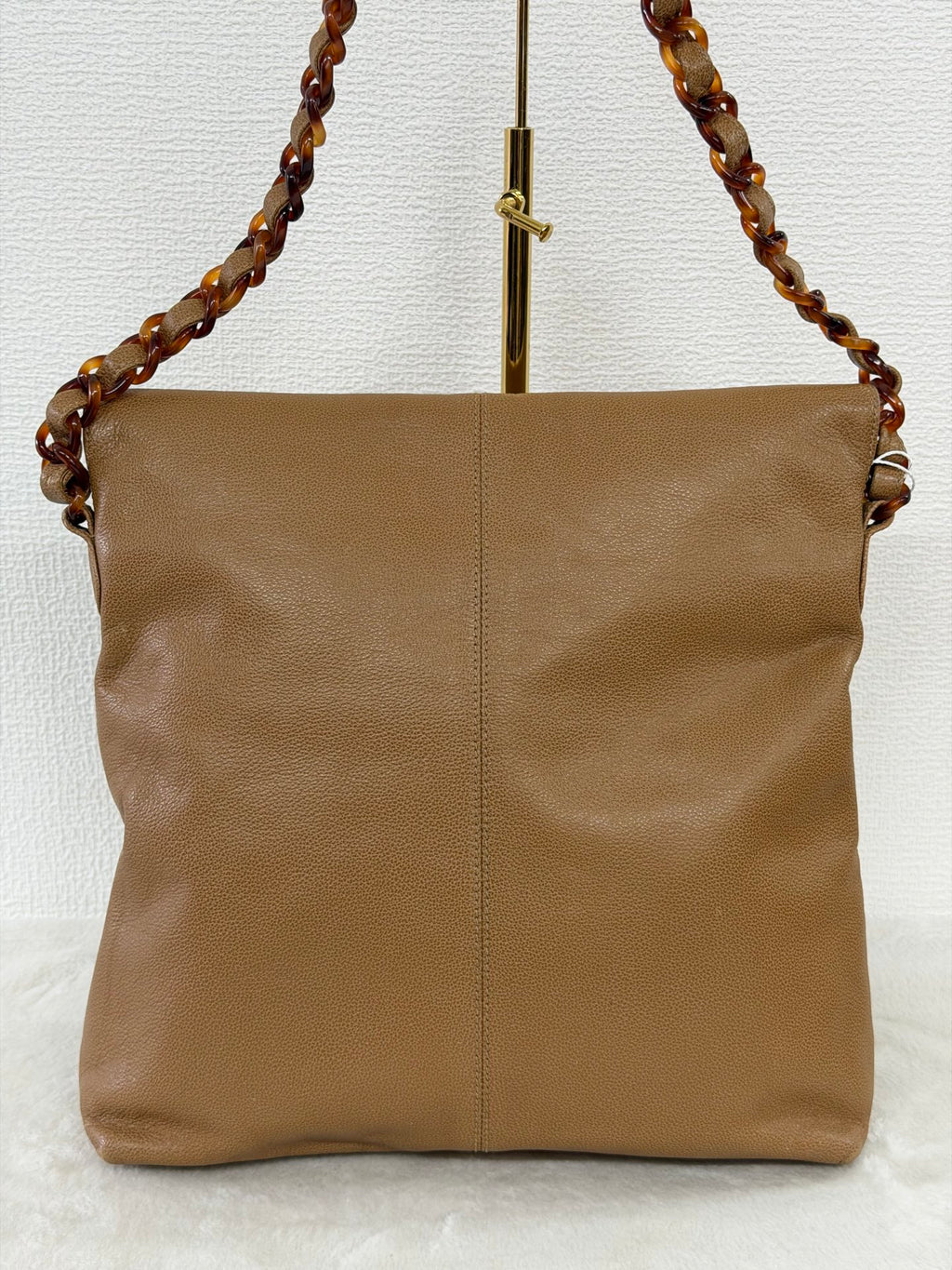 Chanel Beige Tortoise Caviar Leather Shoulder Bag