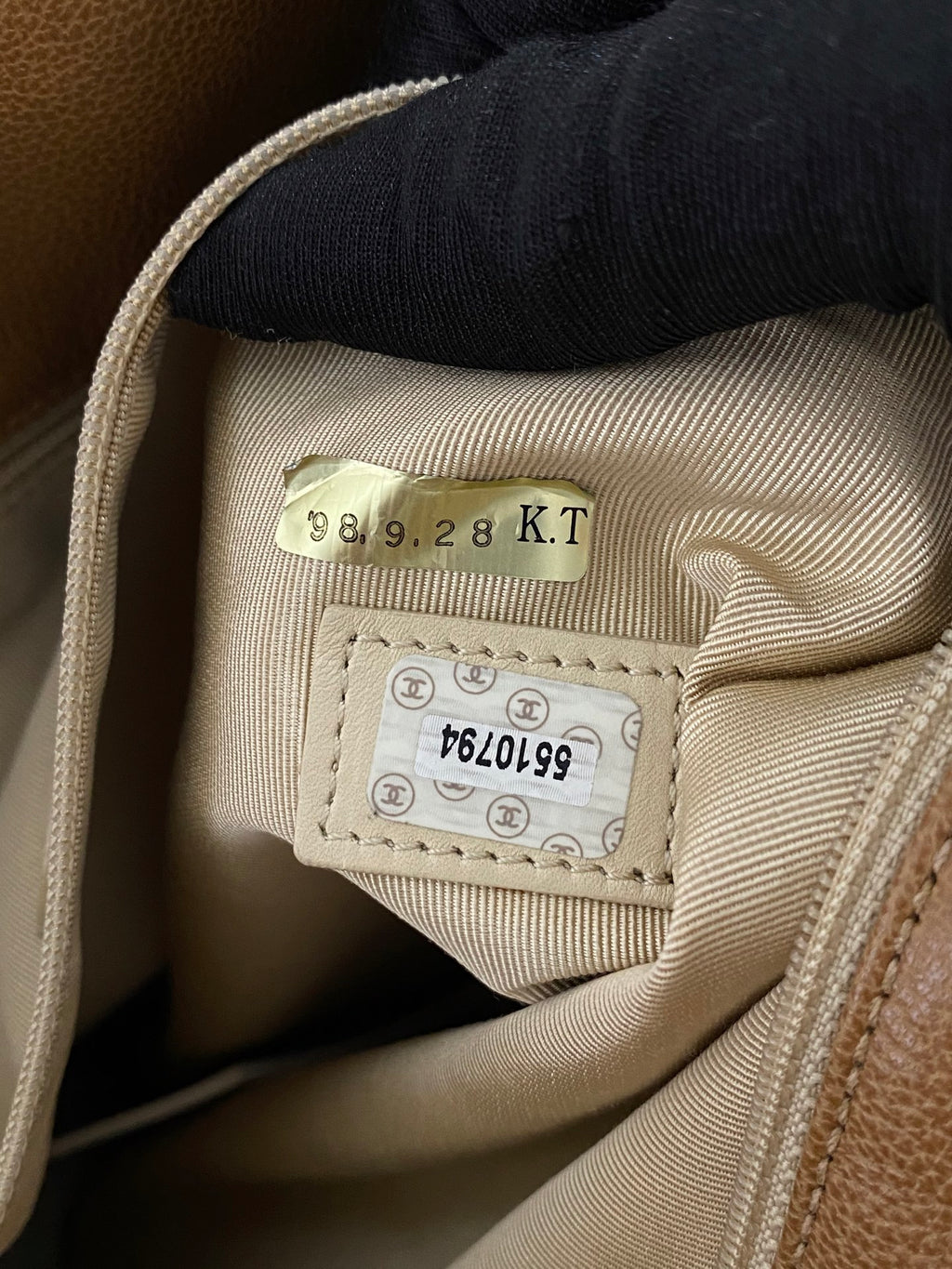 Chanel Beige Tortoise Caviar Leather Shoulder Bag