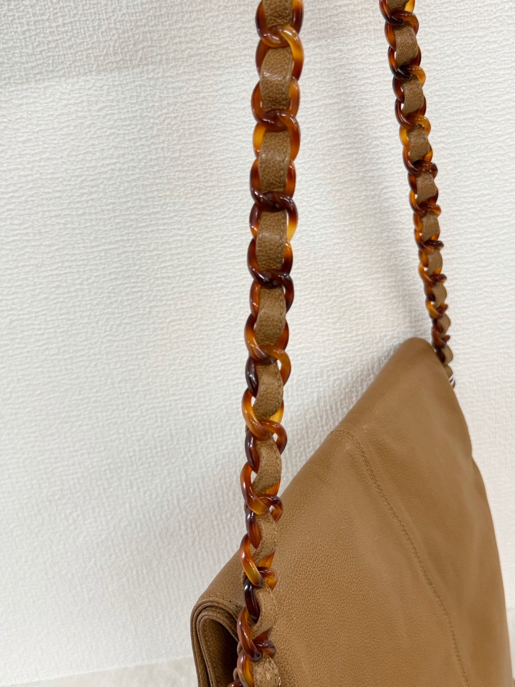 Chanel Beige Tortoise Caviar Leather Shoulder Bag