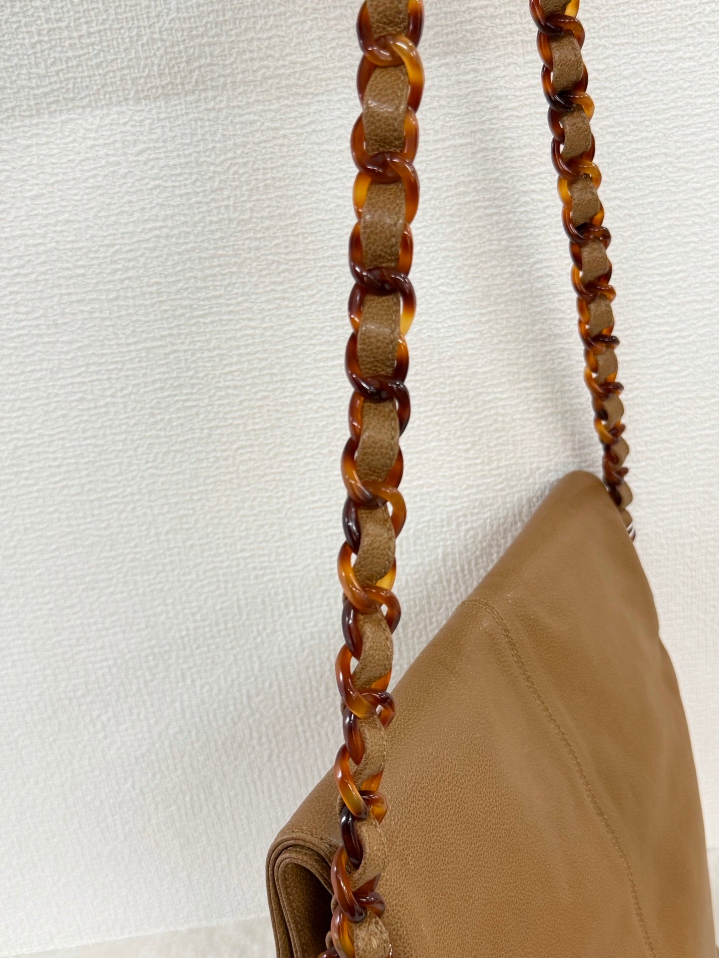 Chanel Beige Tortoise Caviar Leather Shoulder Bag