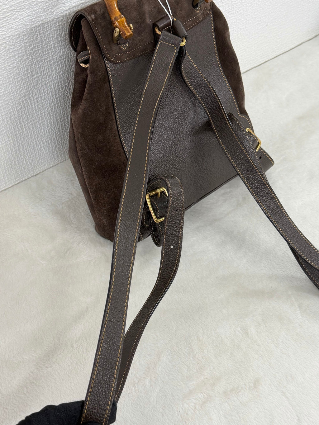 GUCCI  Bamboo Backpack Suede