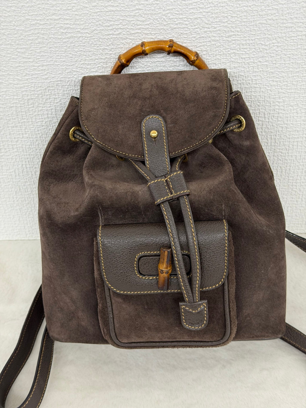 GUCCI  Bamboo Backpack Suede
