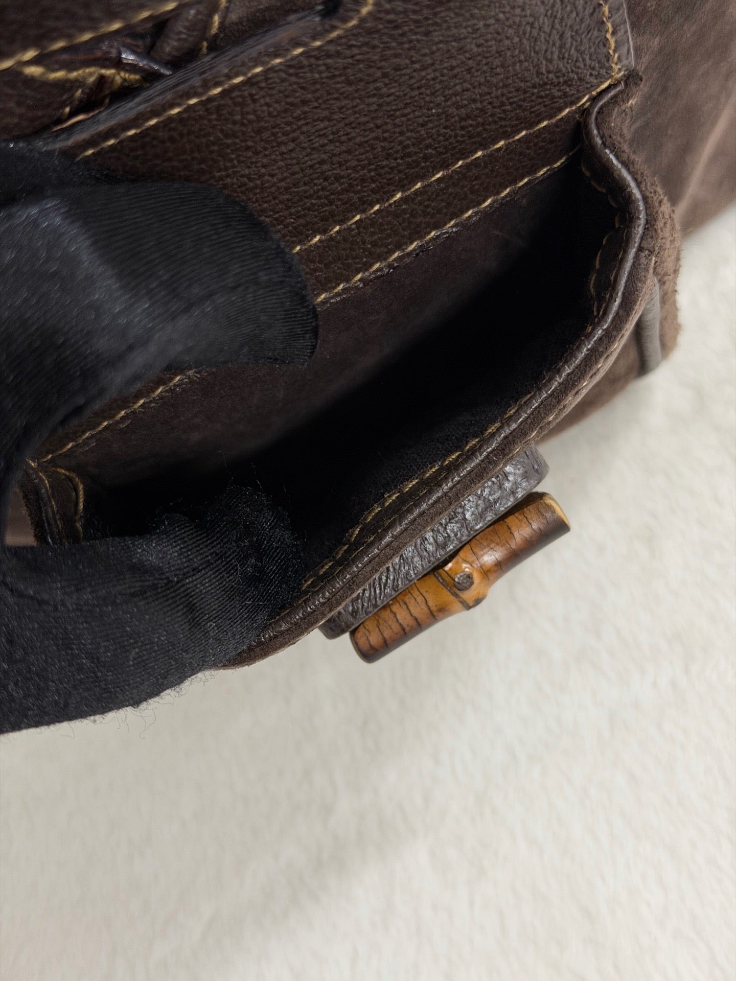 GUCCI  Bamboo Backpack Suede