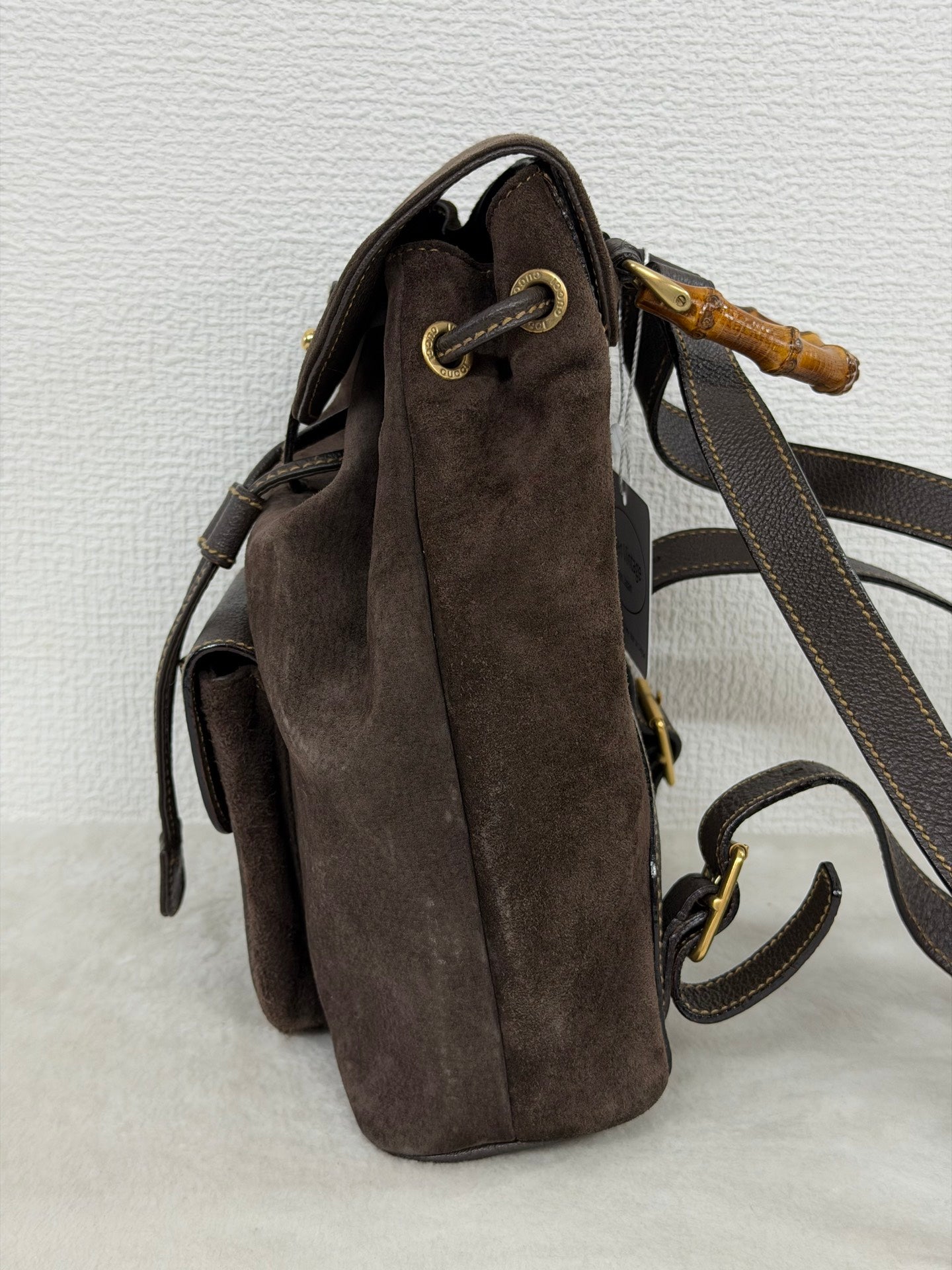 GUCCI  Bamboo Backpack Suede