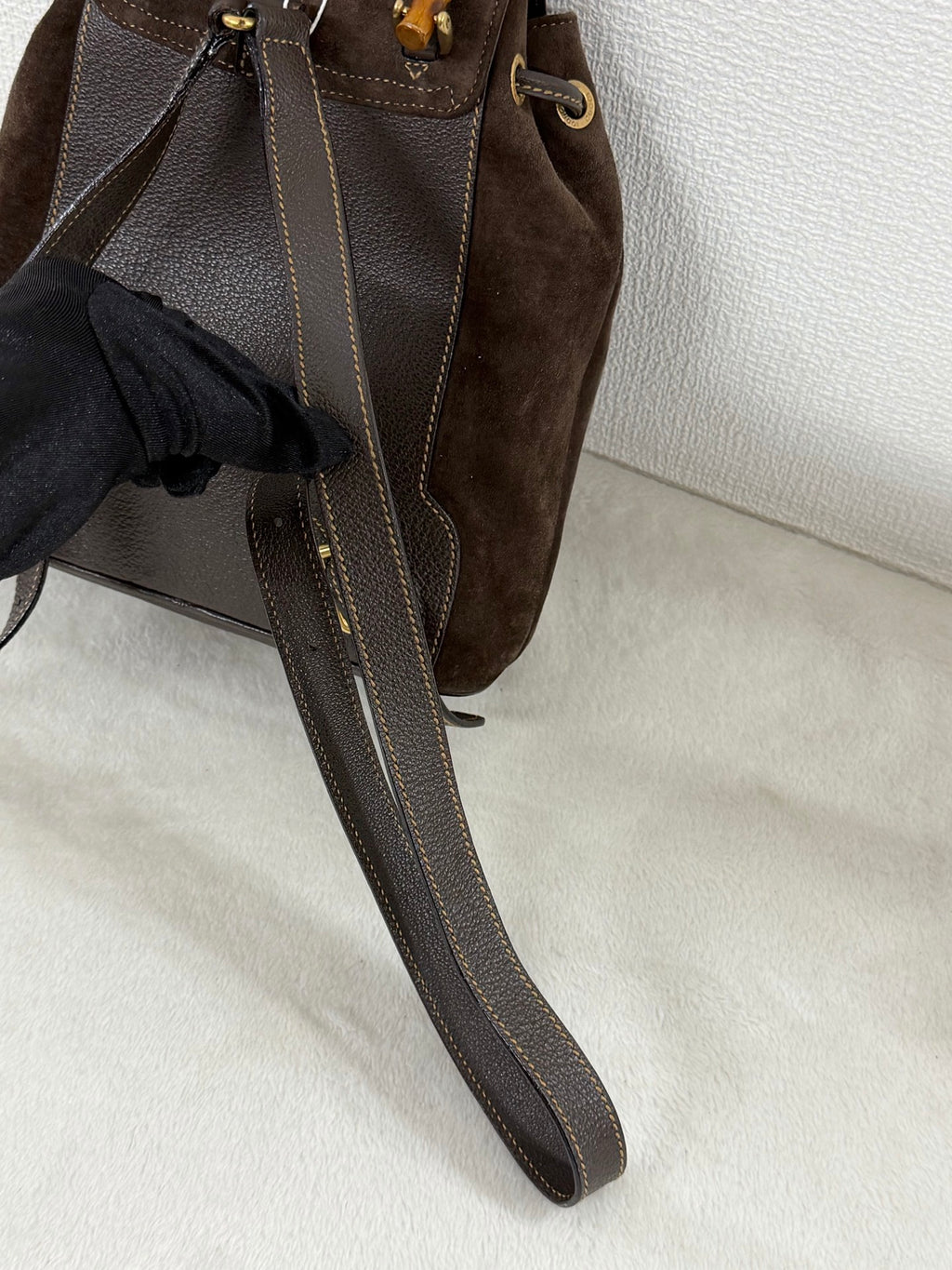 GUCCI  Bamboo Backpack Suede