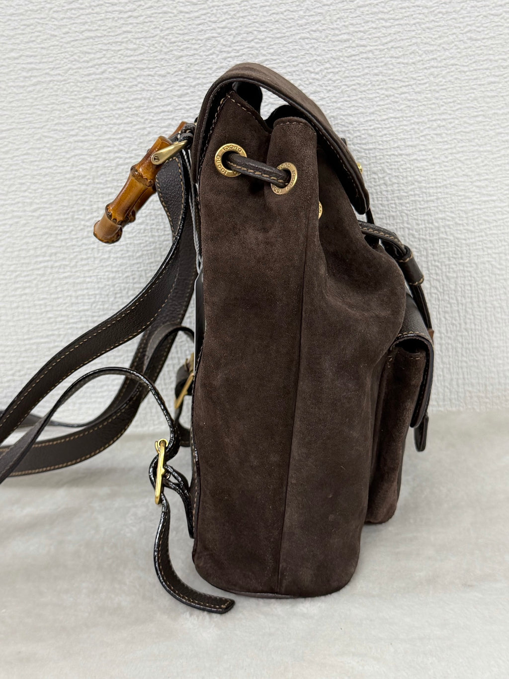 GUCCI  Bamboo Backpack Suede