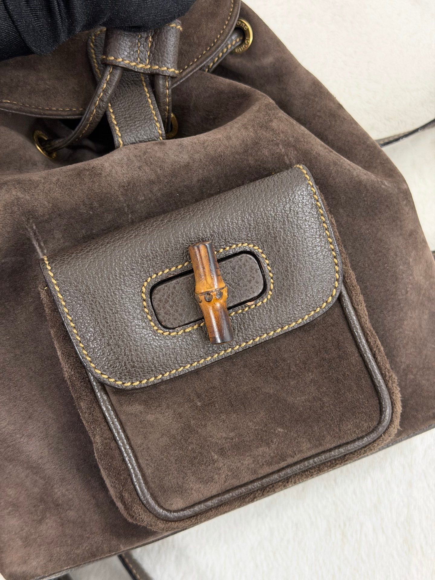 GUCCI  Bamboo Backpack Suede
