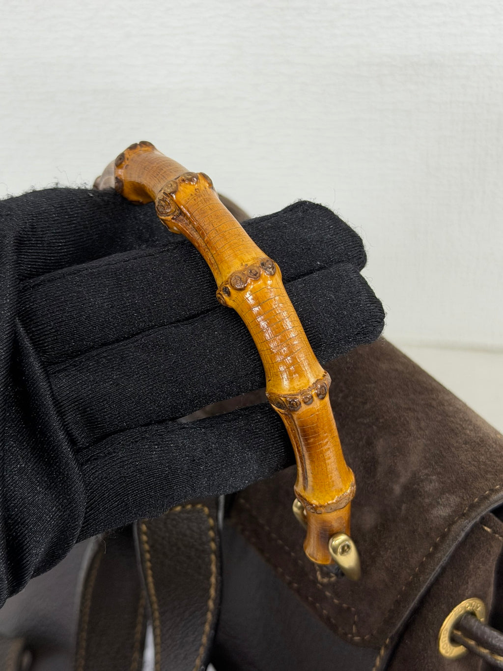 GUCCI  Bamboo Backpack Suede
