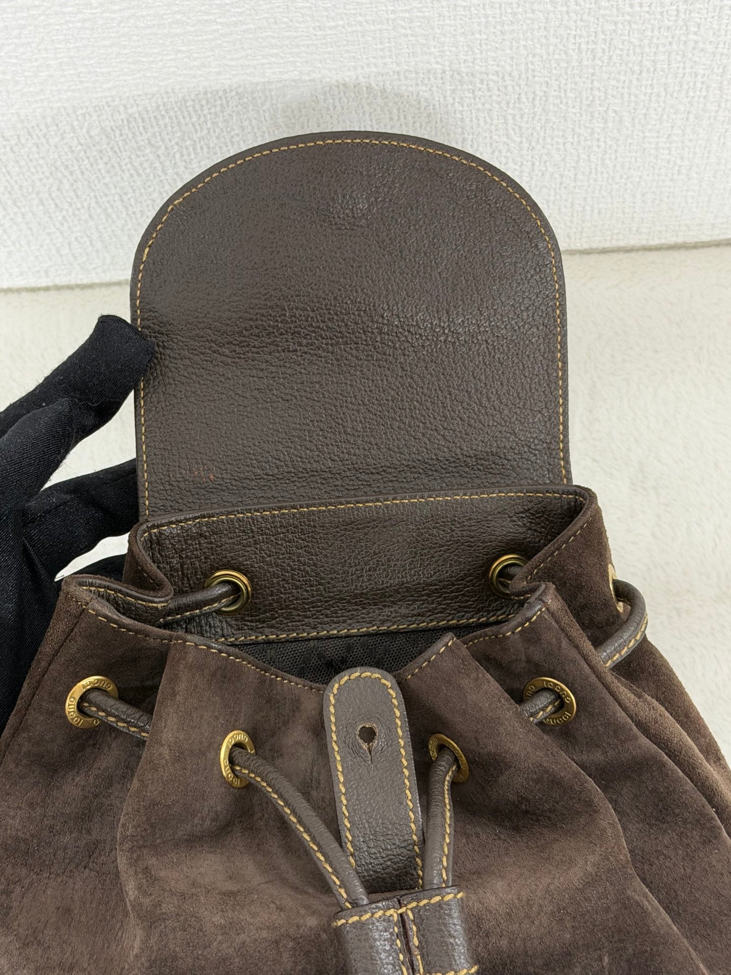 GUCCI  Bamboo Backpack Suede