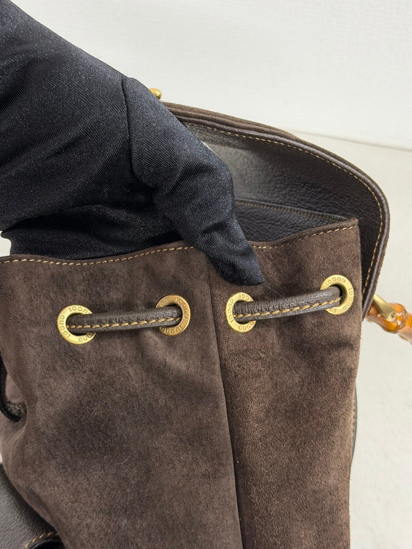 GUCCI  Bamboo Backpack Suede