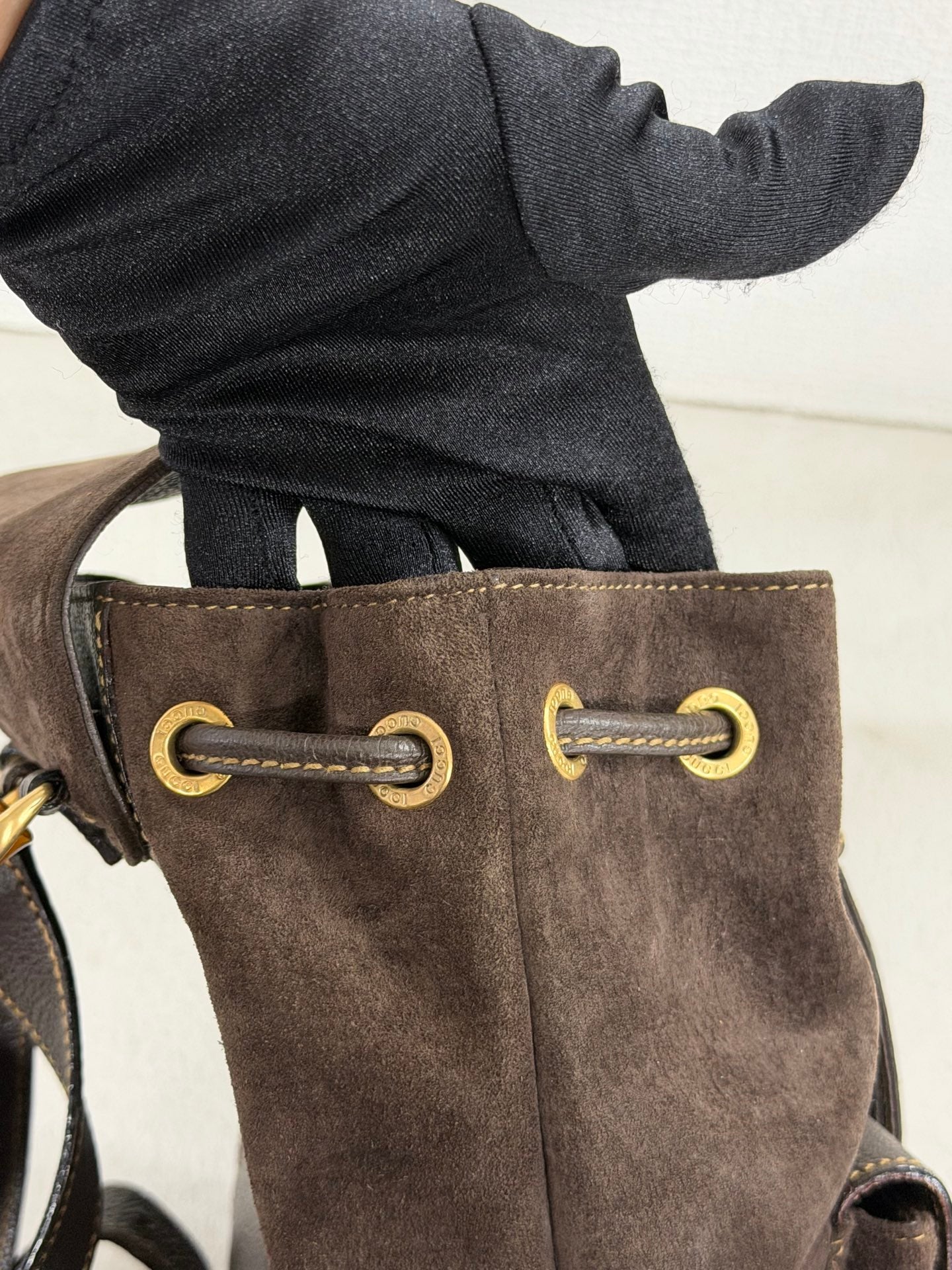 GUCCI  Bamboo Backpack Suede