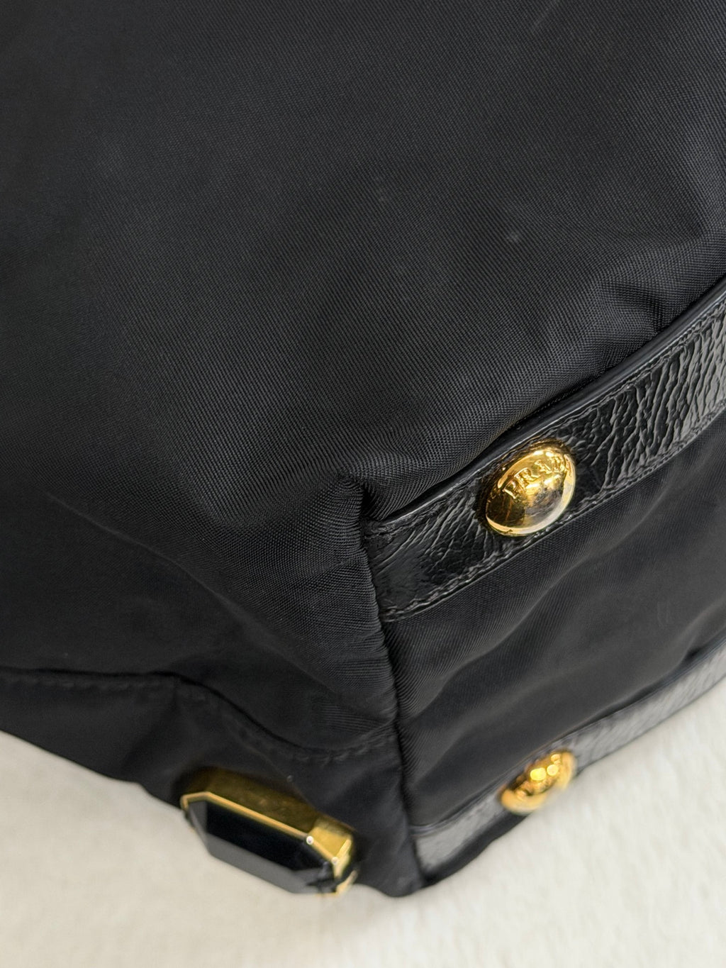 Prada Black Tessuto Nylon Pietre Jeweled Tote Bag
