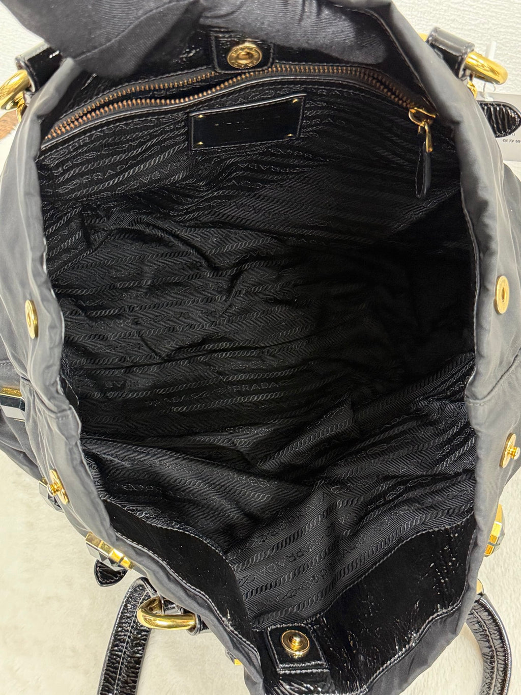Prada Black Tessuto Nylon Pietre Jeweled Tote Bag