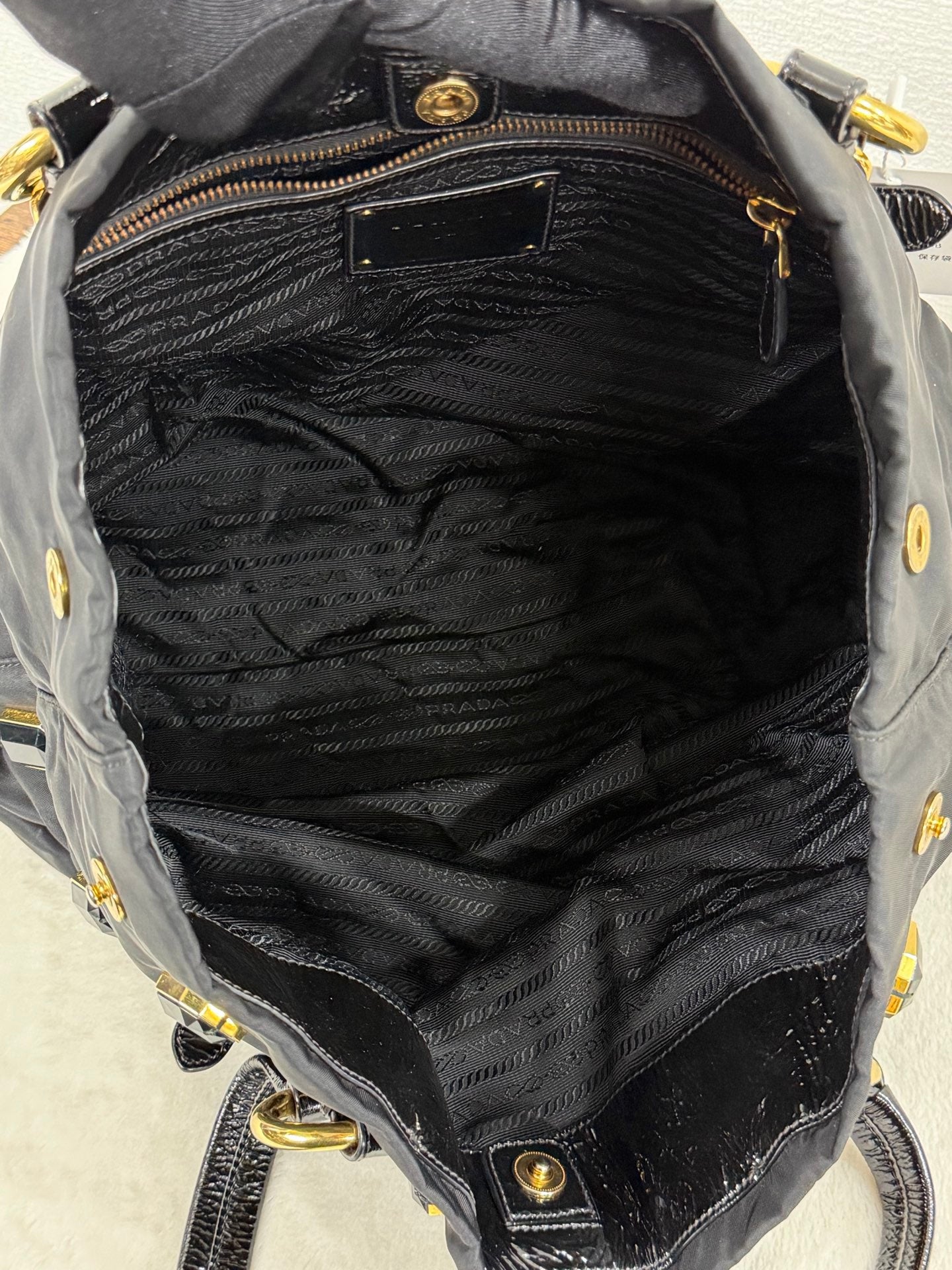Prada Black Tessuto Nylon Pietre Jeweled Tote Bag