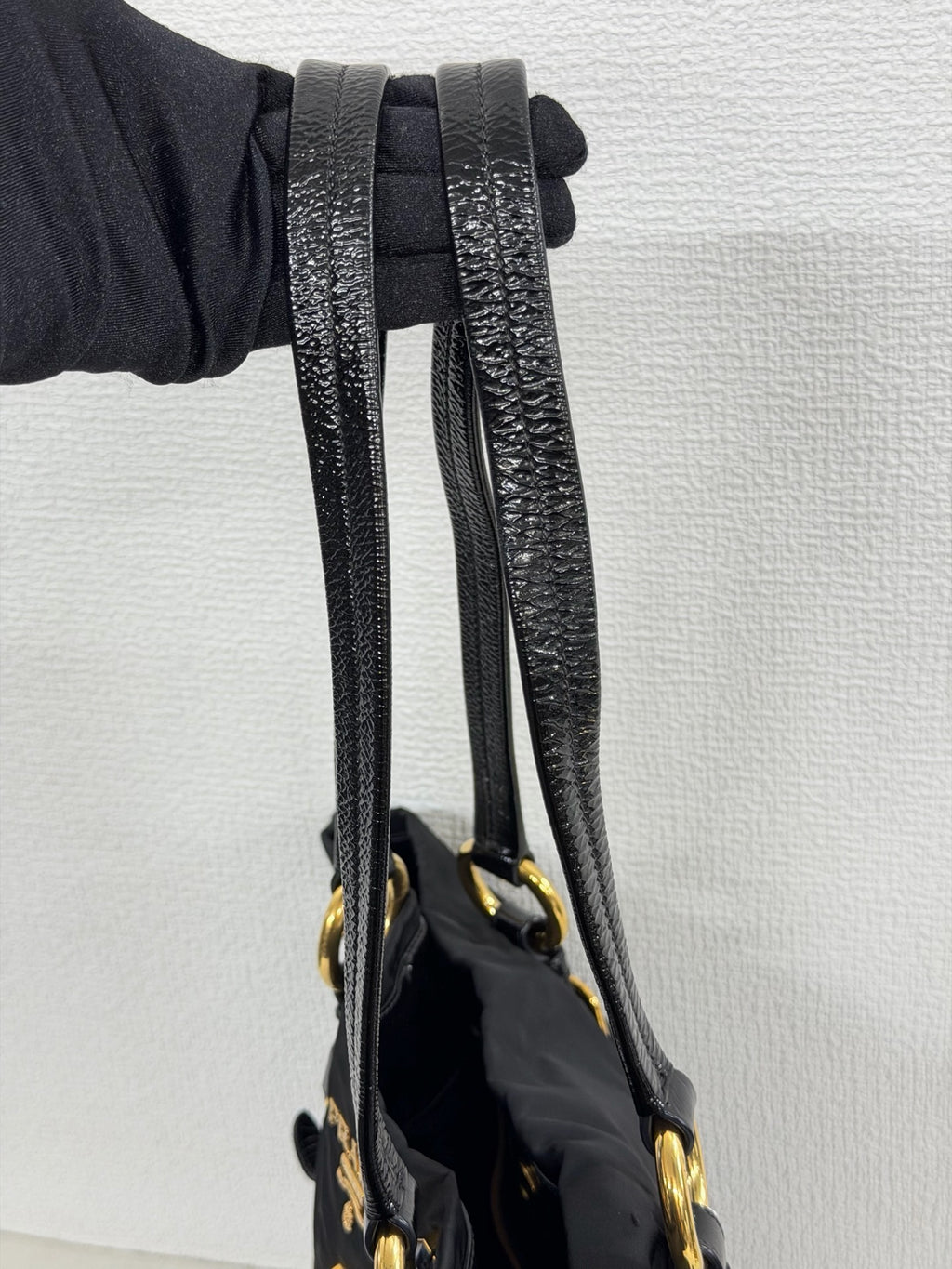 Prada Black Tessuto Nylon Pietre Jeweled Tote Bag