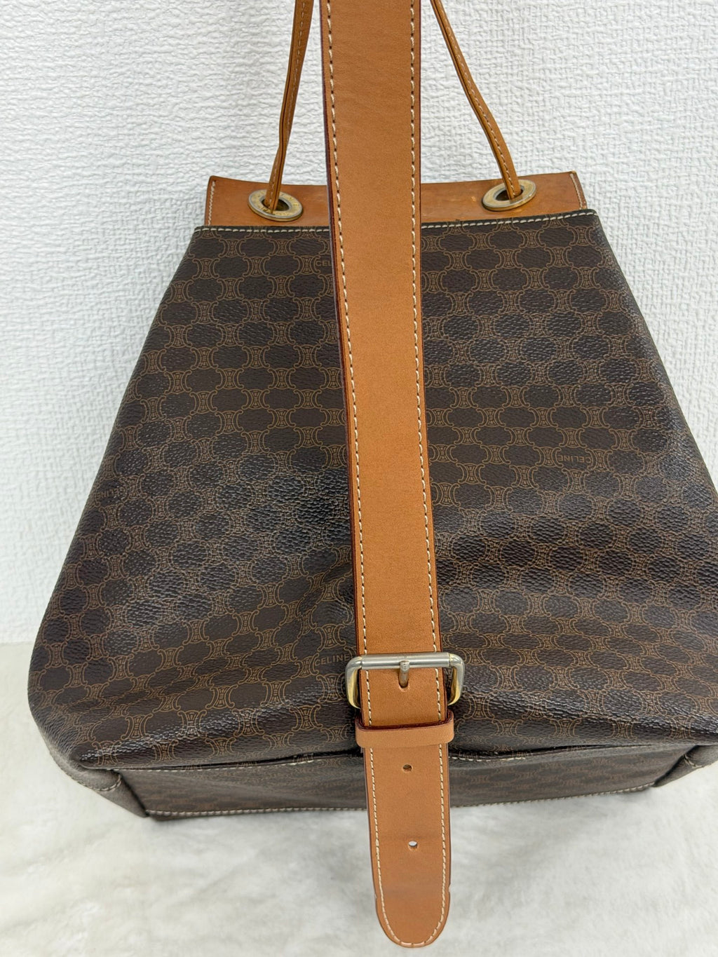CELINE Macadam Drawstring Shoulder Bag