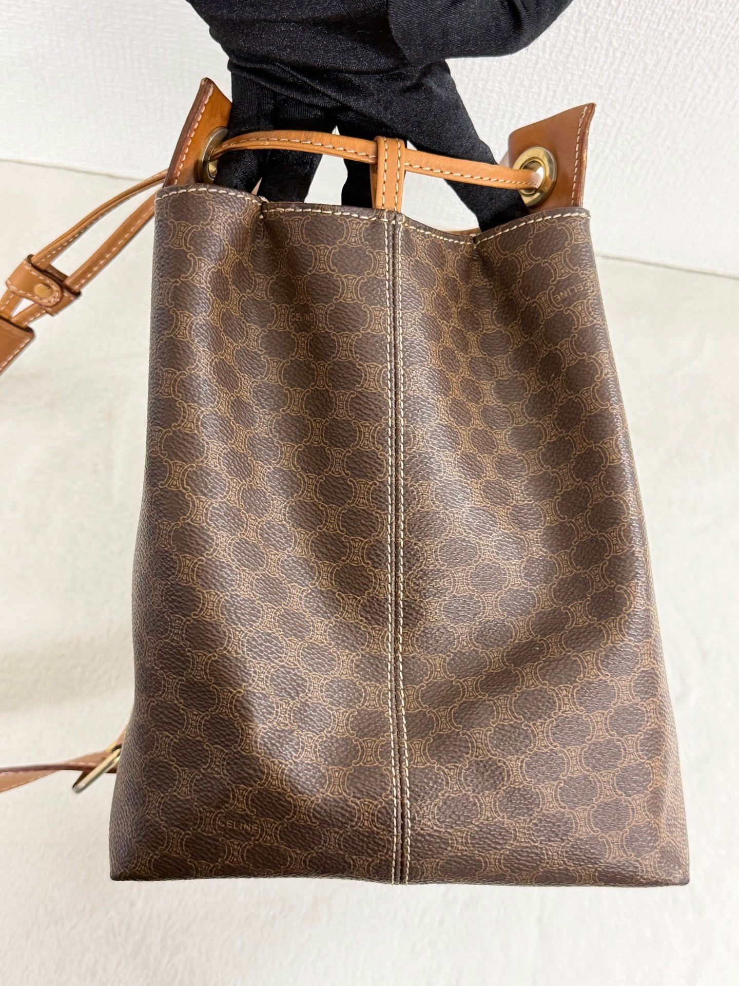 CELINE Macadam Drawstring Shoulder Bag