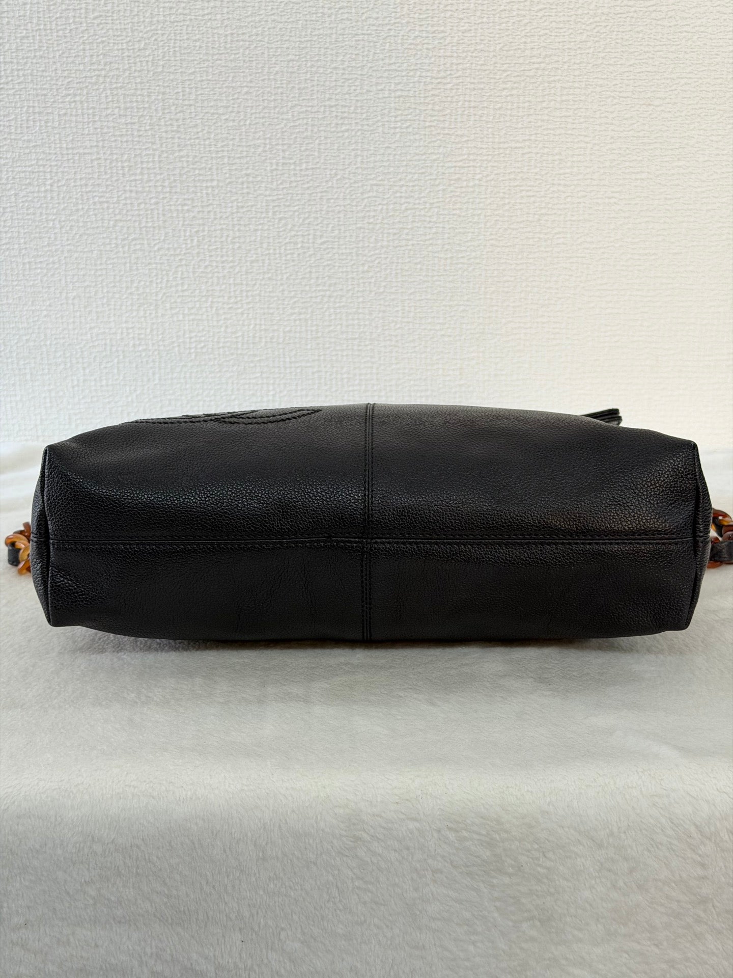 Chanel Black Caviar Tortoise Chain Fold Over Shoulder Bag