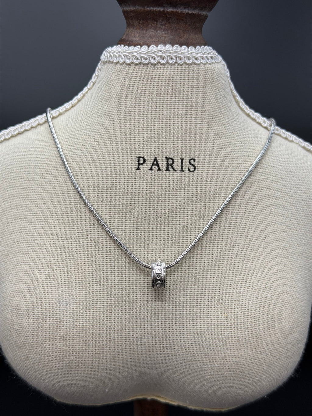 Dior CD Logo Crystal Snake Chain Necklace