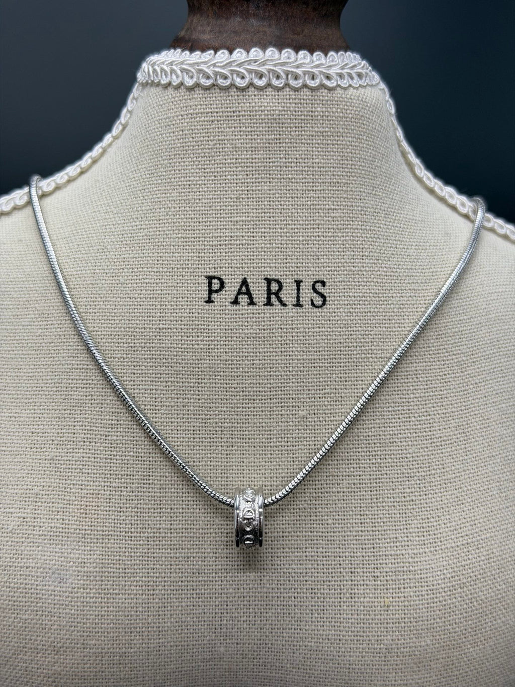 Dior CD Logo Crystal Snake Chain Necklace