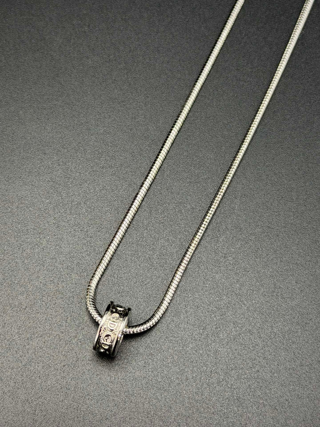 Dior CD Logo Crystal Snake Chain Necklace
