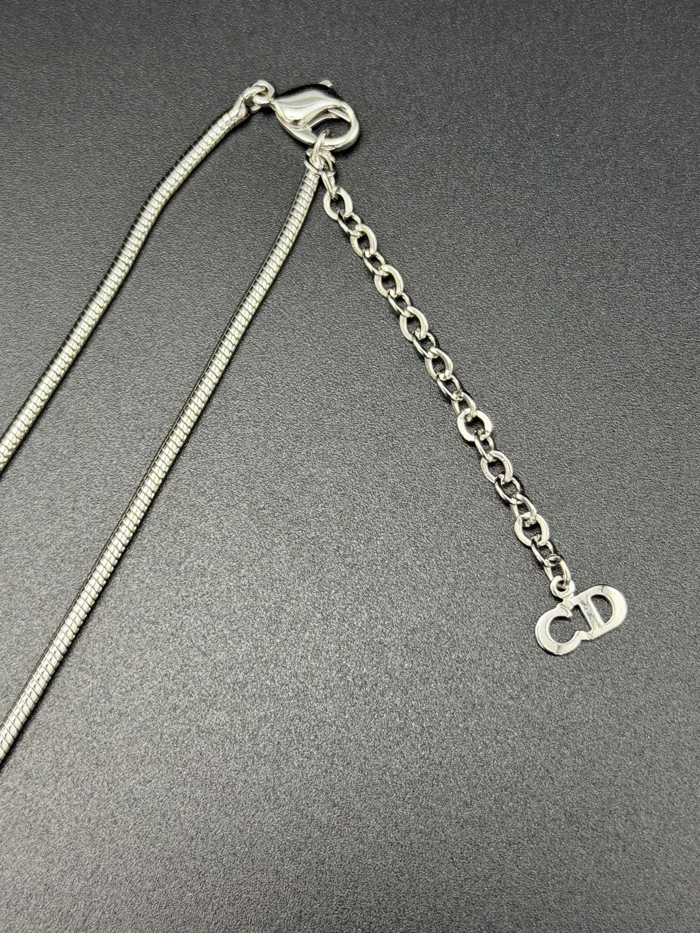 Dior CD Logo Crystal Snake Chain Necklace