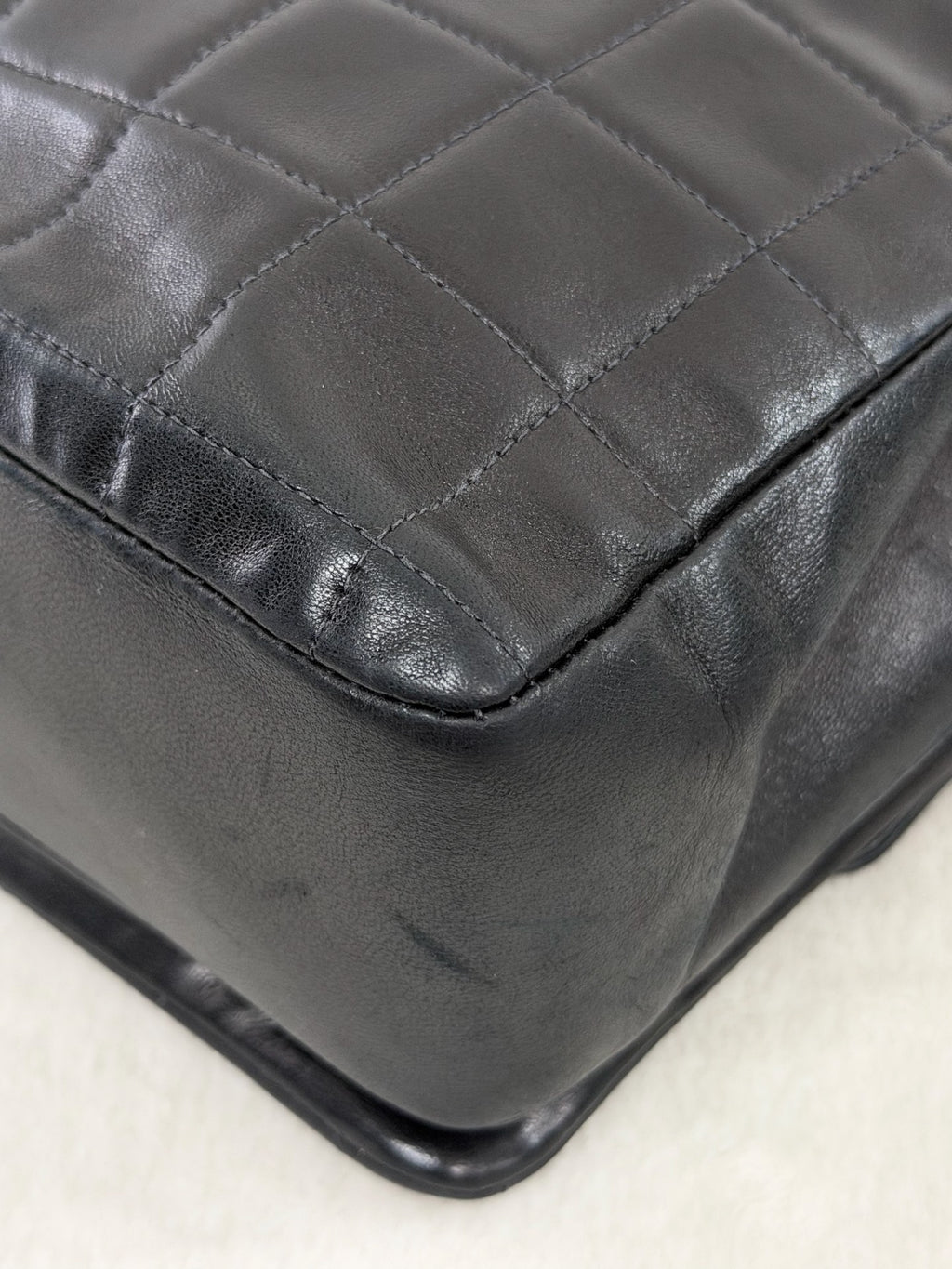 CHANEL 2.55 Ice Cube Quilted Double Chain Shoulder Bag Black Silver