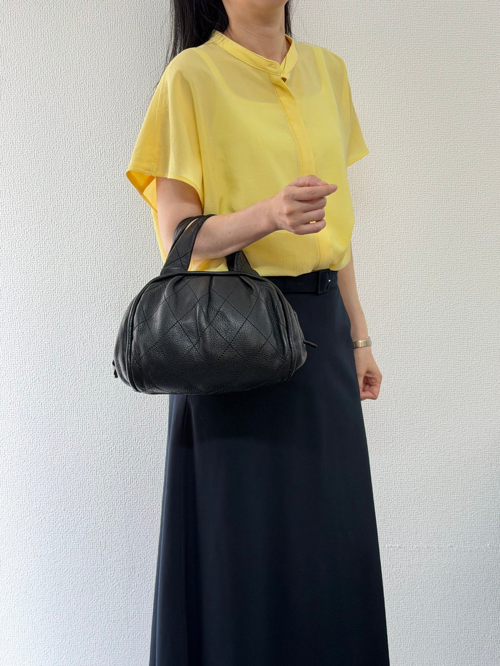CHANEL Black Leather Bucket Handbag