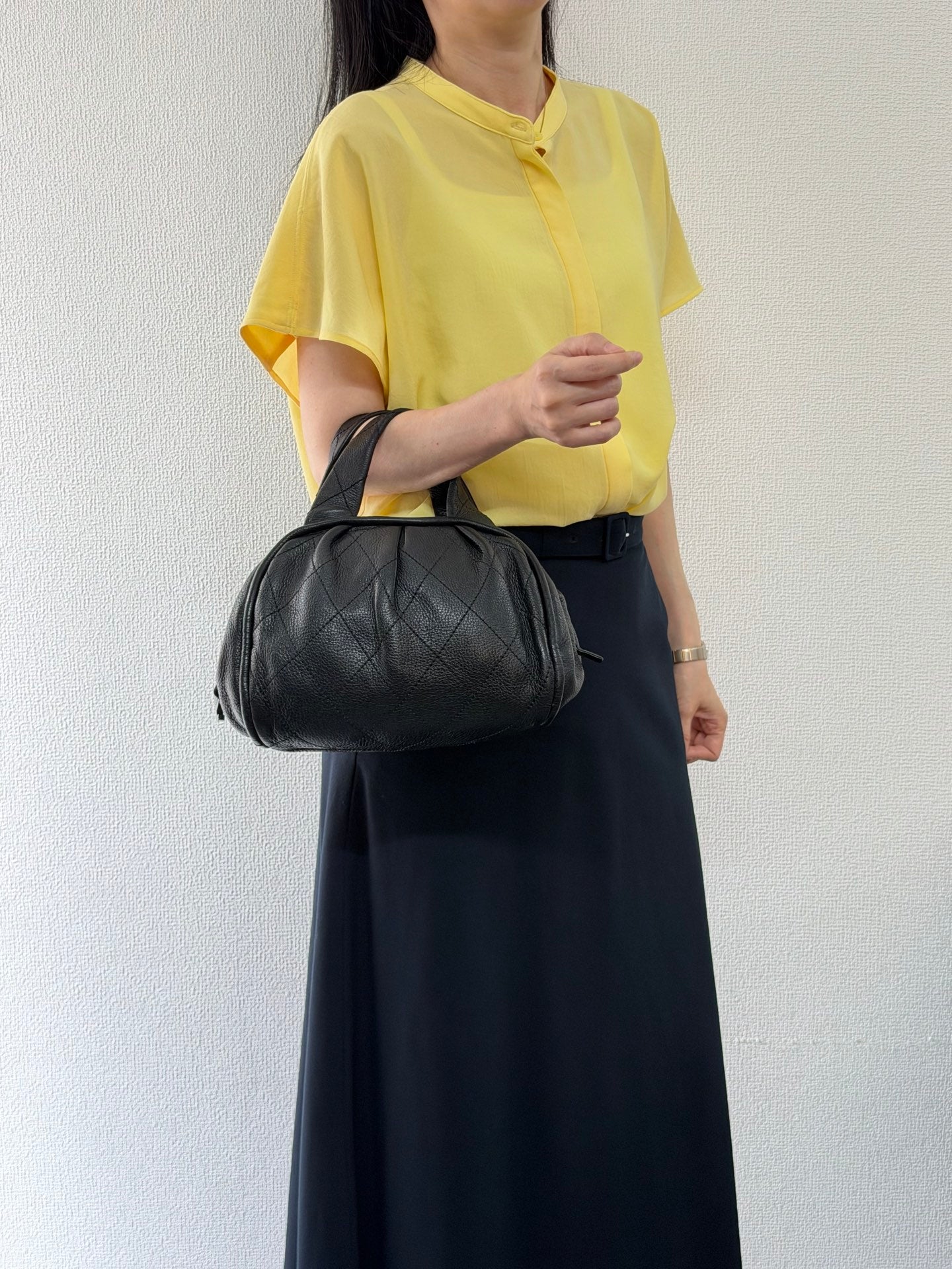 CHANEL Black Leather Bucket Handbag