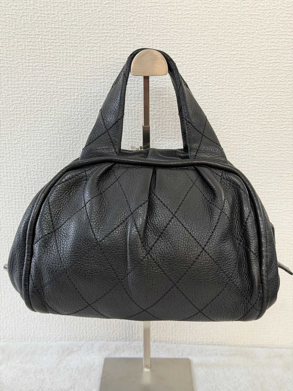 CHANEL Black Leather Bucket Handbag