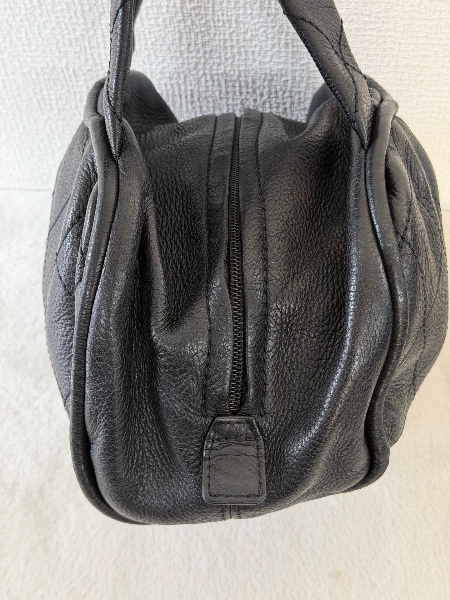 CHANEL Black Leather Bucket Handbag
