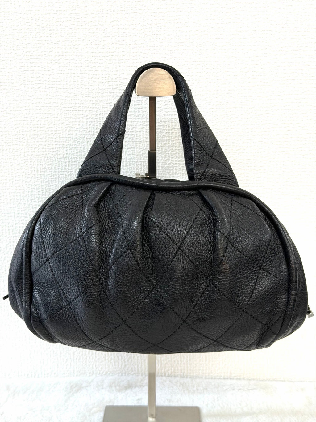 CHANEL Black Leather Bucket Handbag