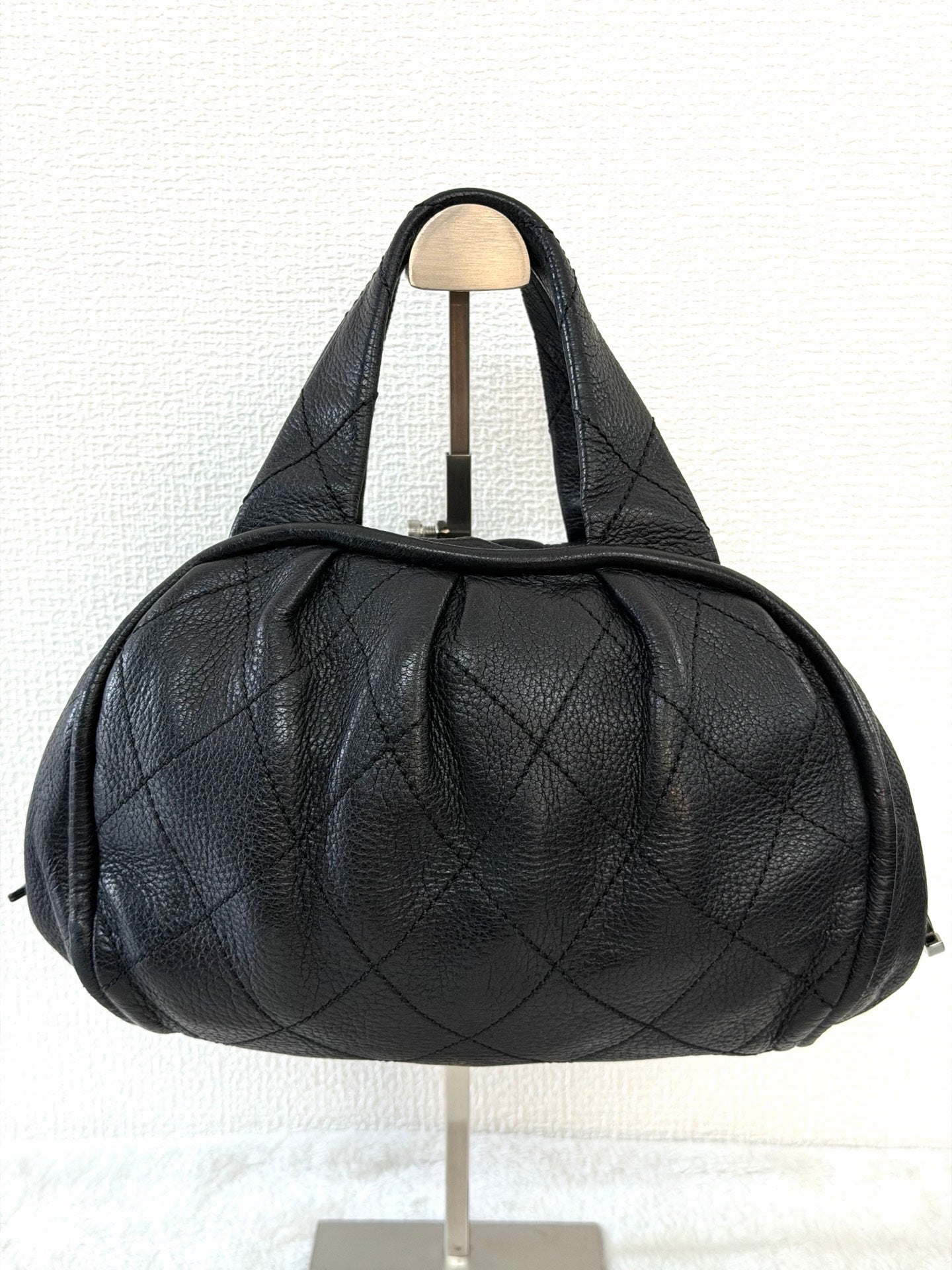 CHANEL Black Leather Bucket Handbag