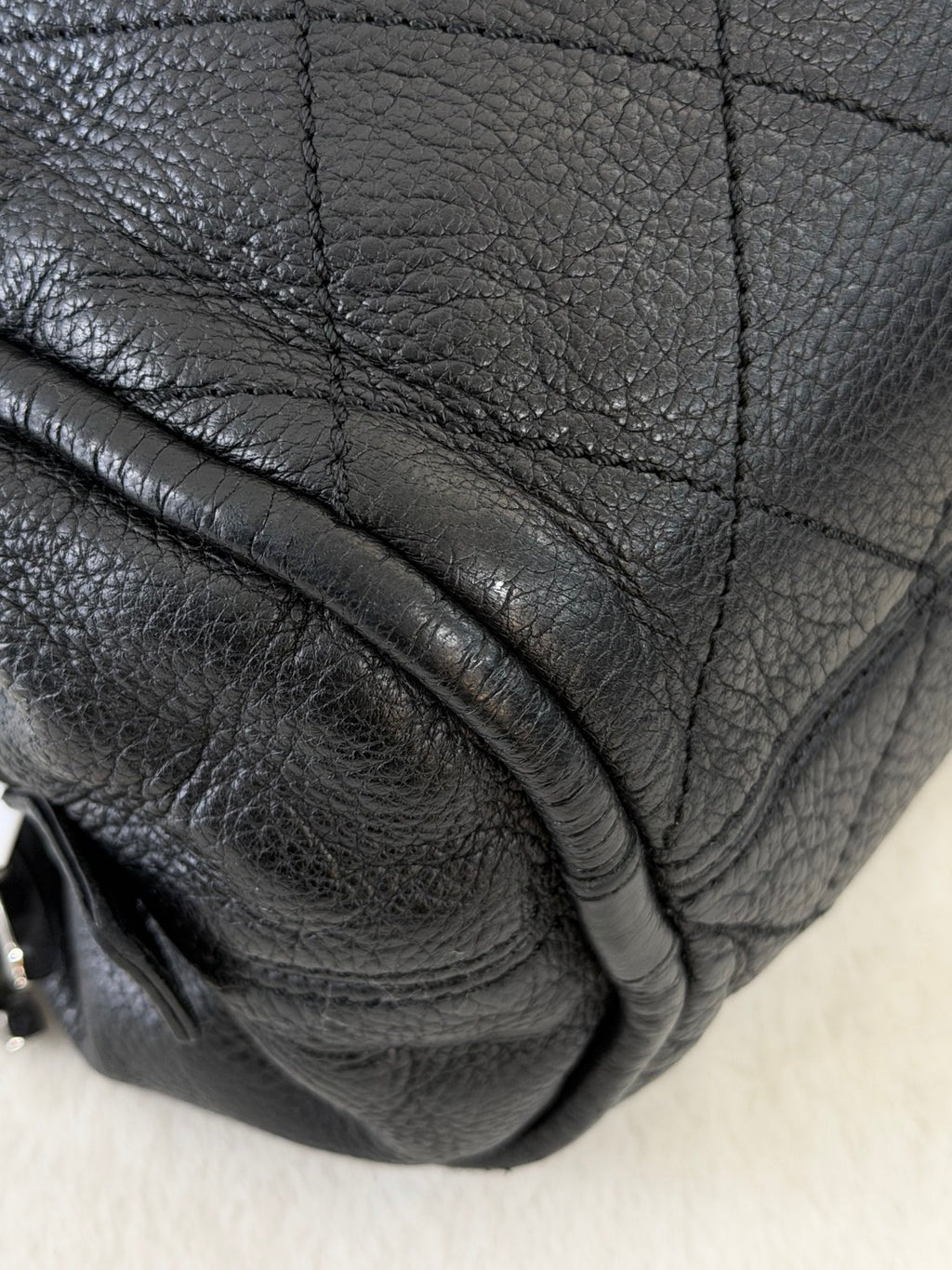CHANEL Black Leather Bucket Handbag