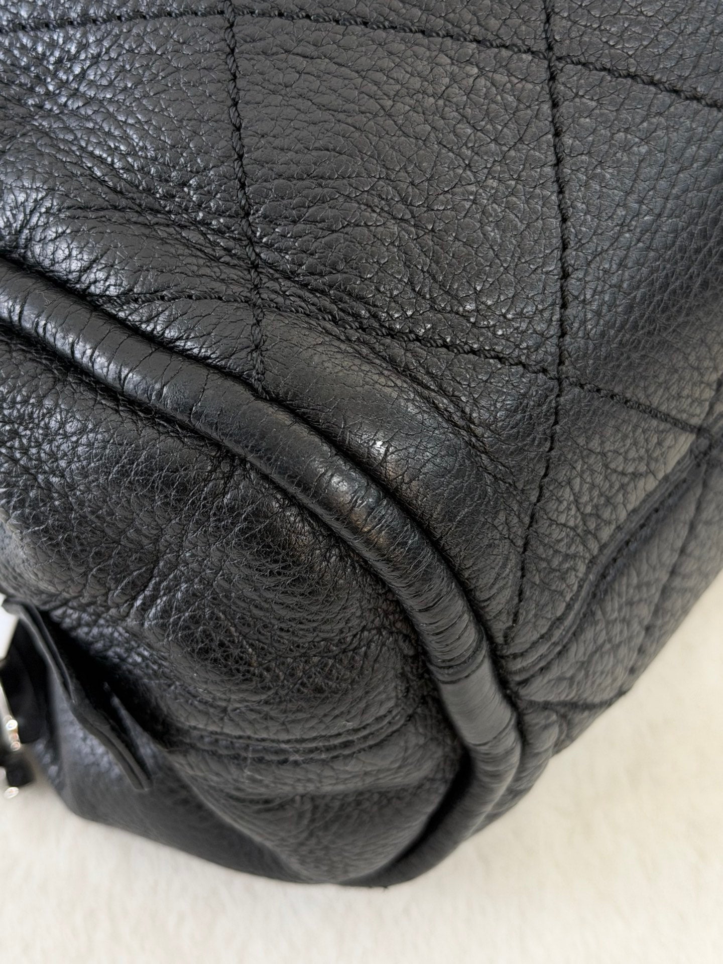 CHANEL Black Leather Bucket Handbag