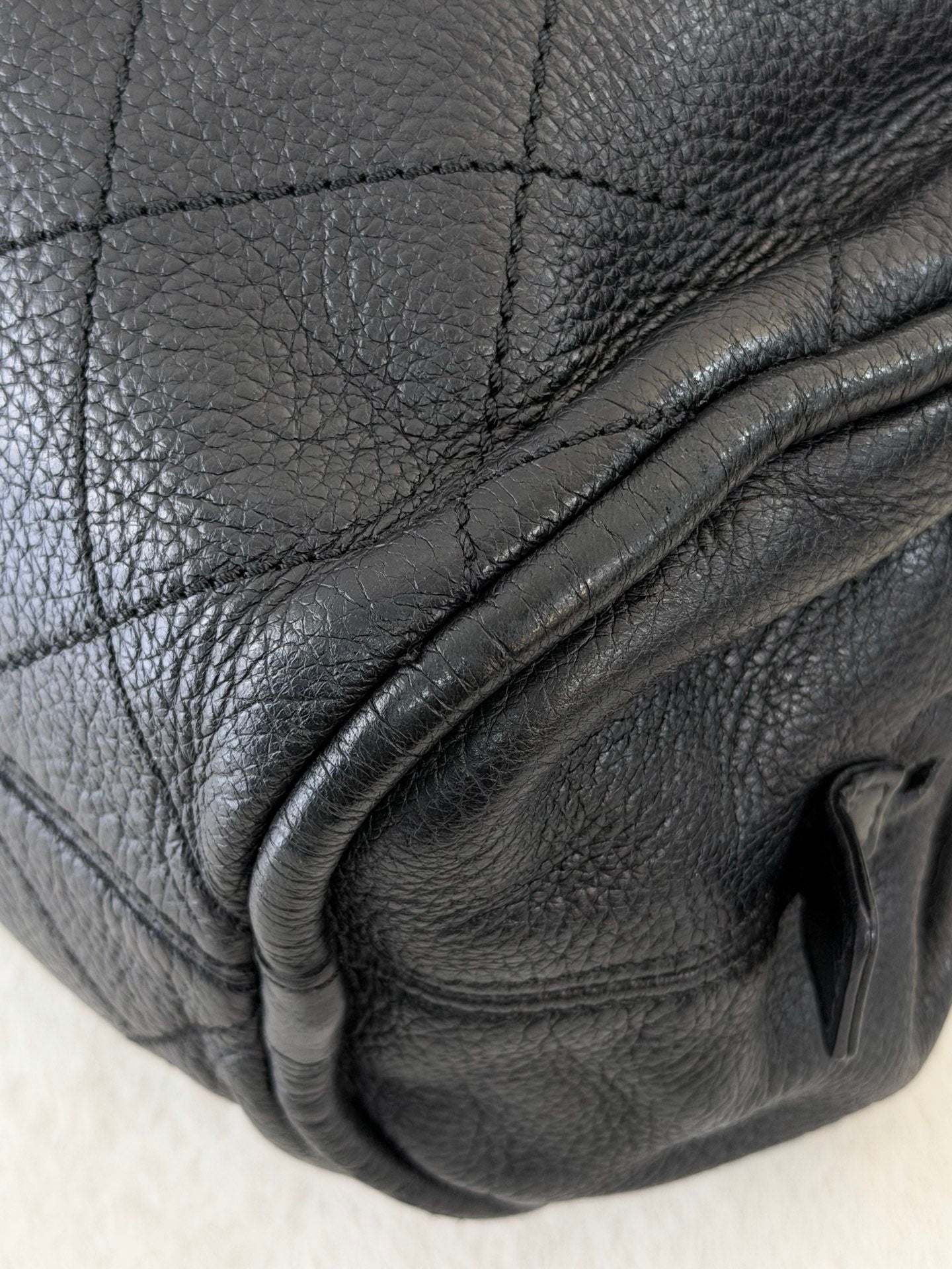 CHANEL Black Leather Bucket Handbag