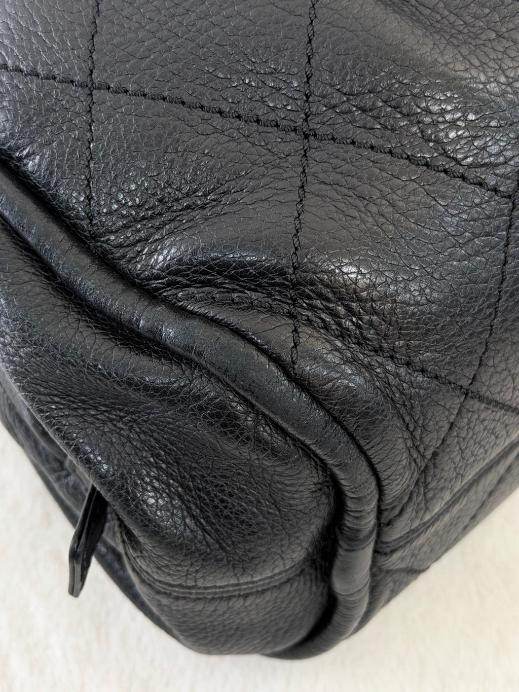 CHANEL Black Leather Bucket Handbag