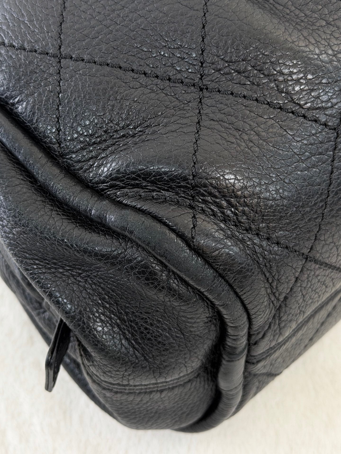CHANEL Black Leather Bucket Handbag