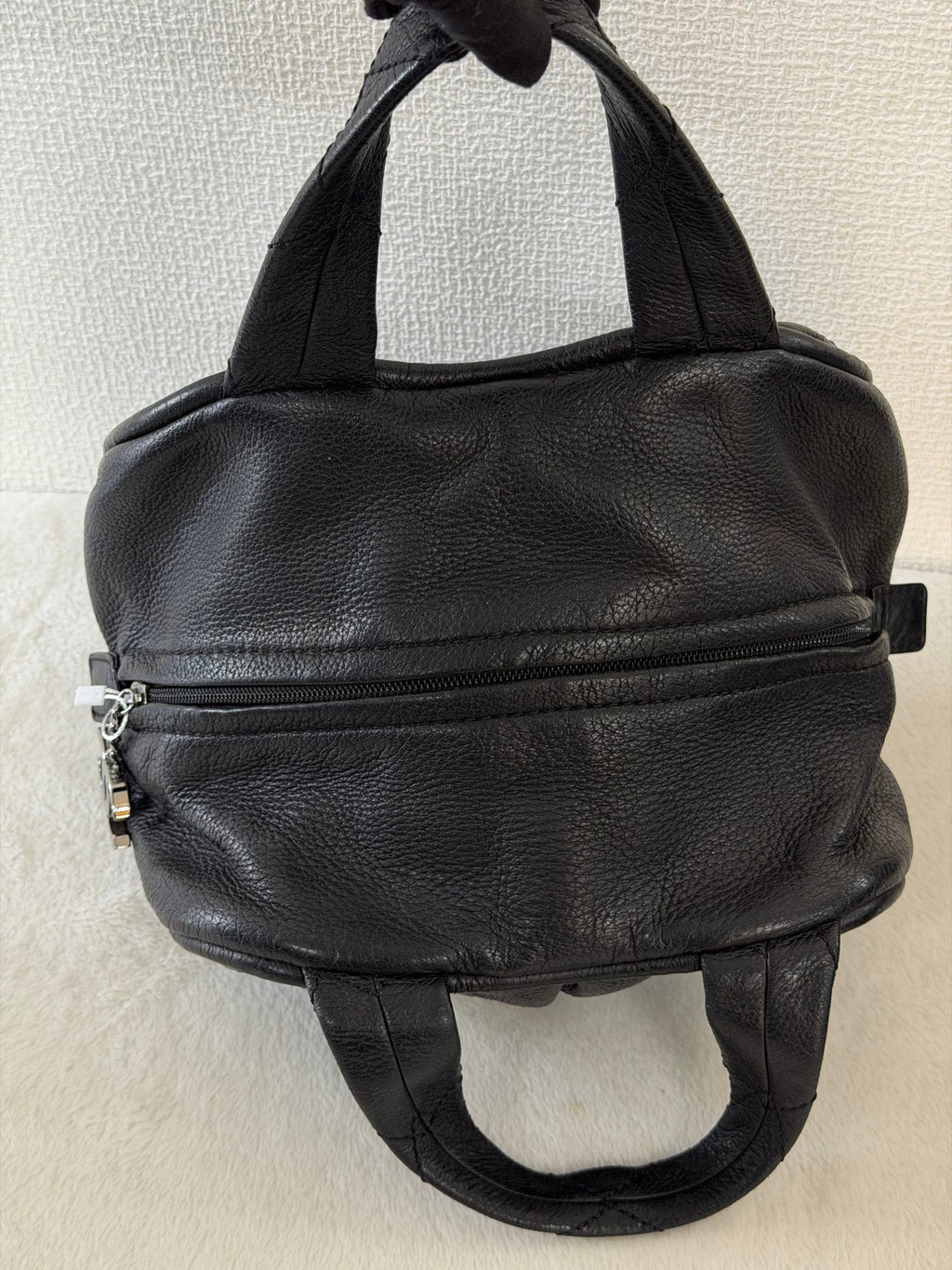 CHANEL Black Leather Bucket Handbag
