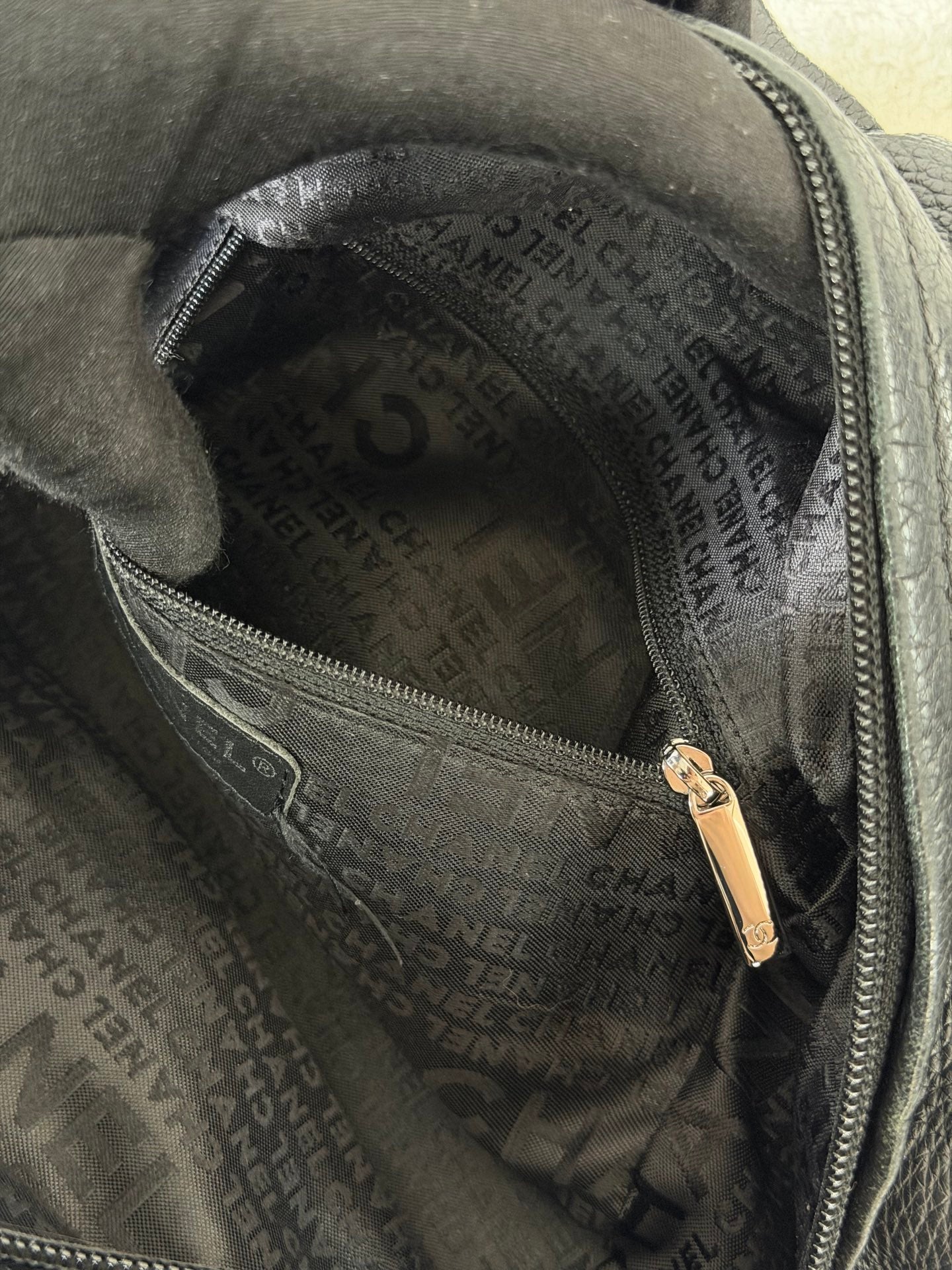 CHANEL Black Leather Bucket Handbag