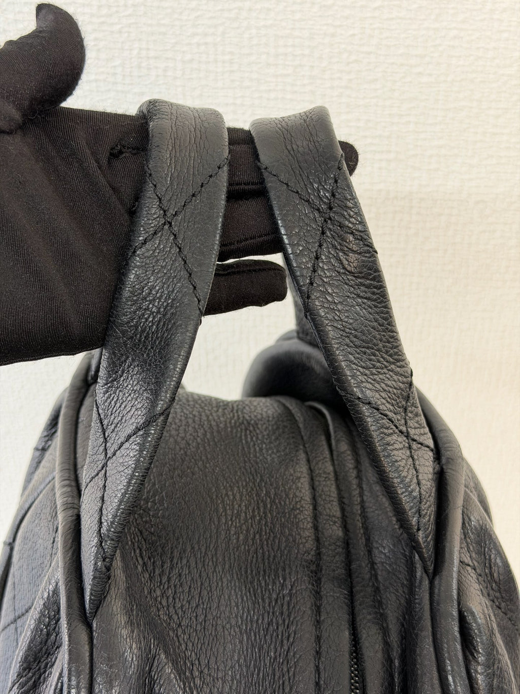 CHANEL Black Leather Bucket Handbag